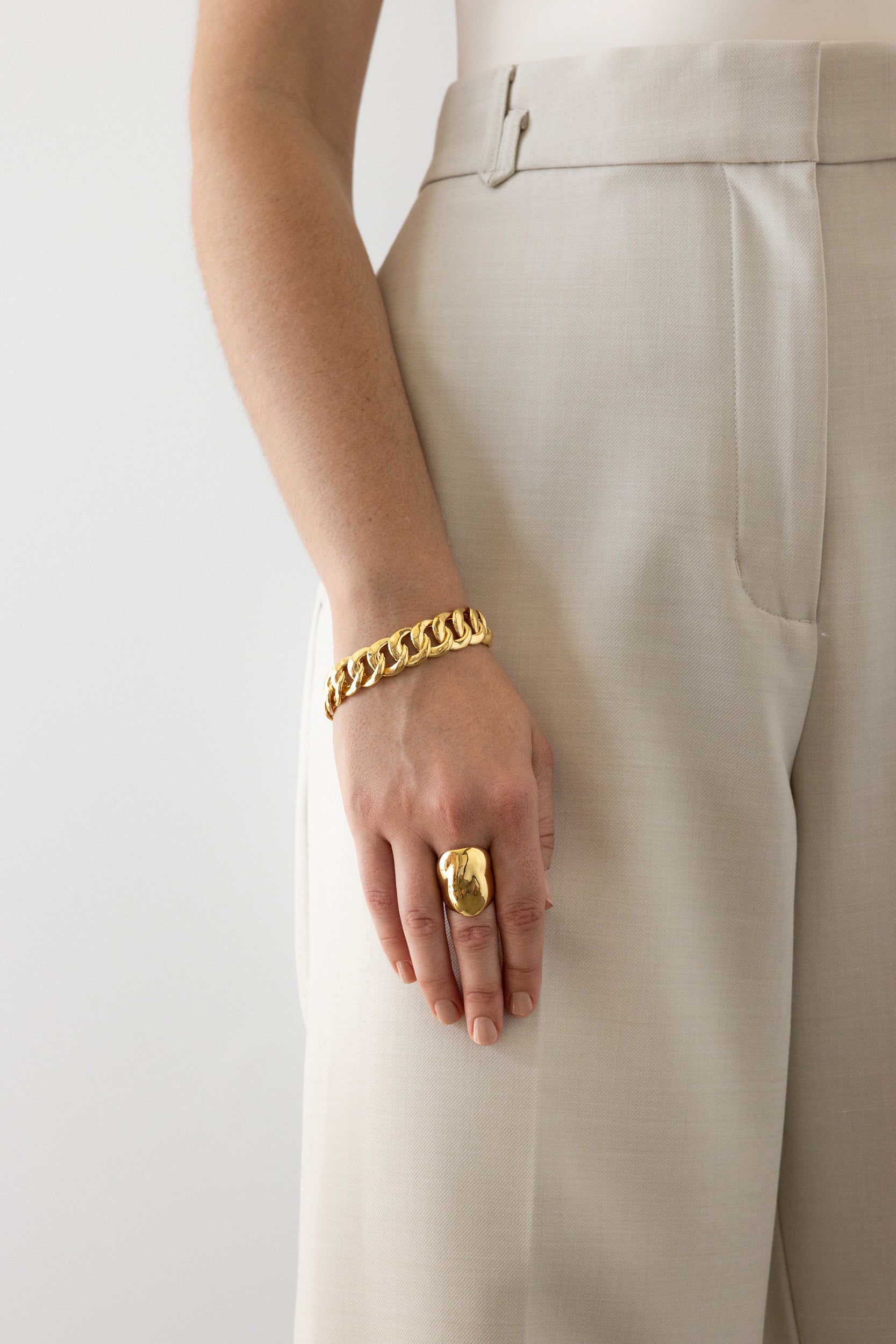 Flash Jewellery Dylan Dome Ring in 14k Gold Vermeil on model