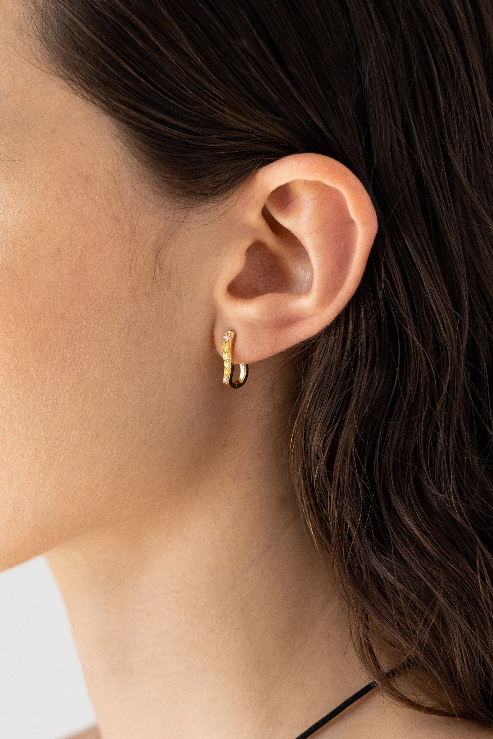 Vague Gemstone Hoops - Champagne Fade - Gold