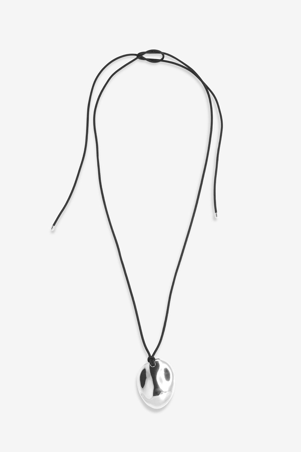 Flash Jewellery Dylan Dome Necklace with black cord in Sterling Silver