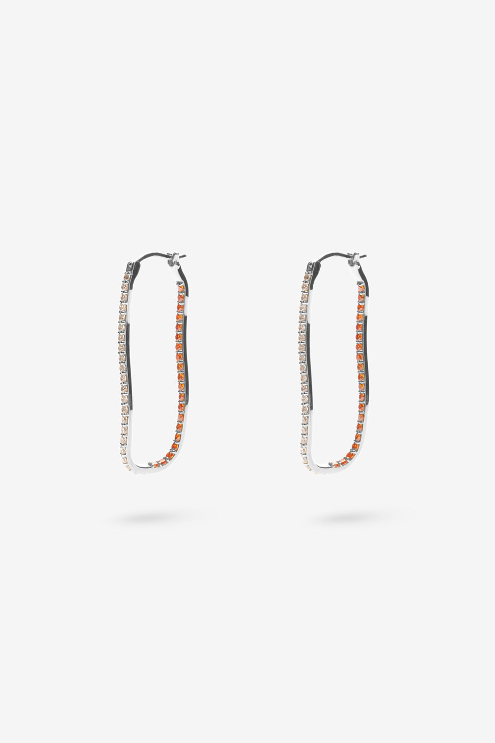 Flash Jewellery Fiasco Paved Hoop Earrings with Tangerine Gemstones in Sterling Silver