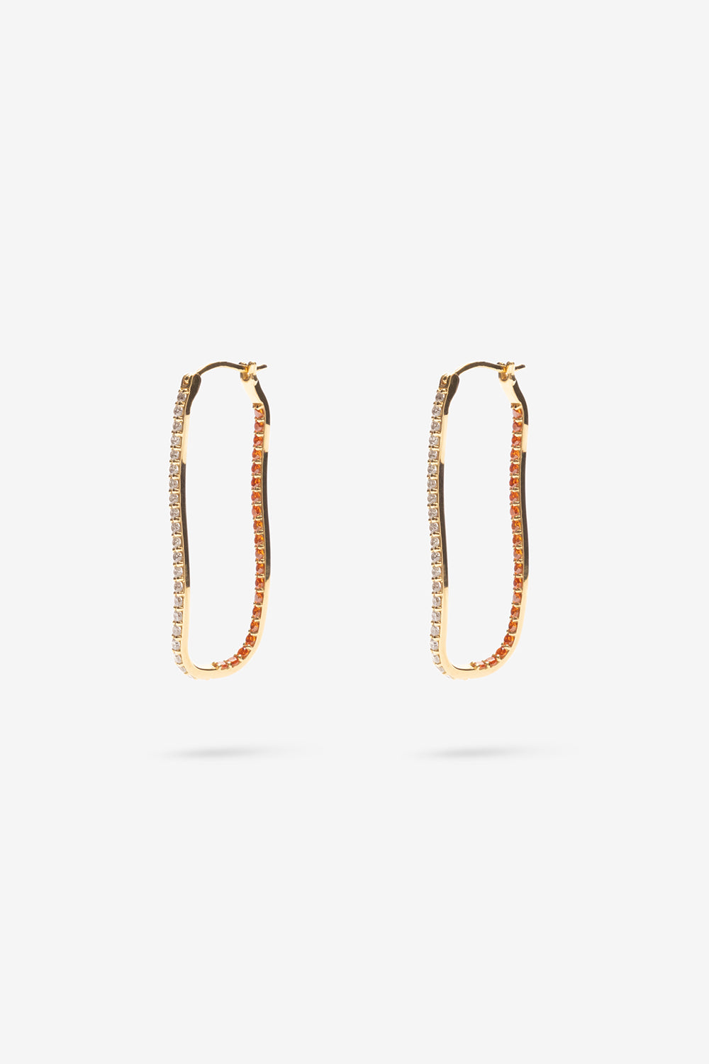 Flash Jewellery Fiasco Paved Hoop Earrings with Tangerine Gemstones in 14k Gold Vermeil