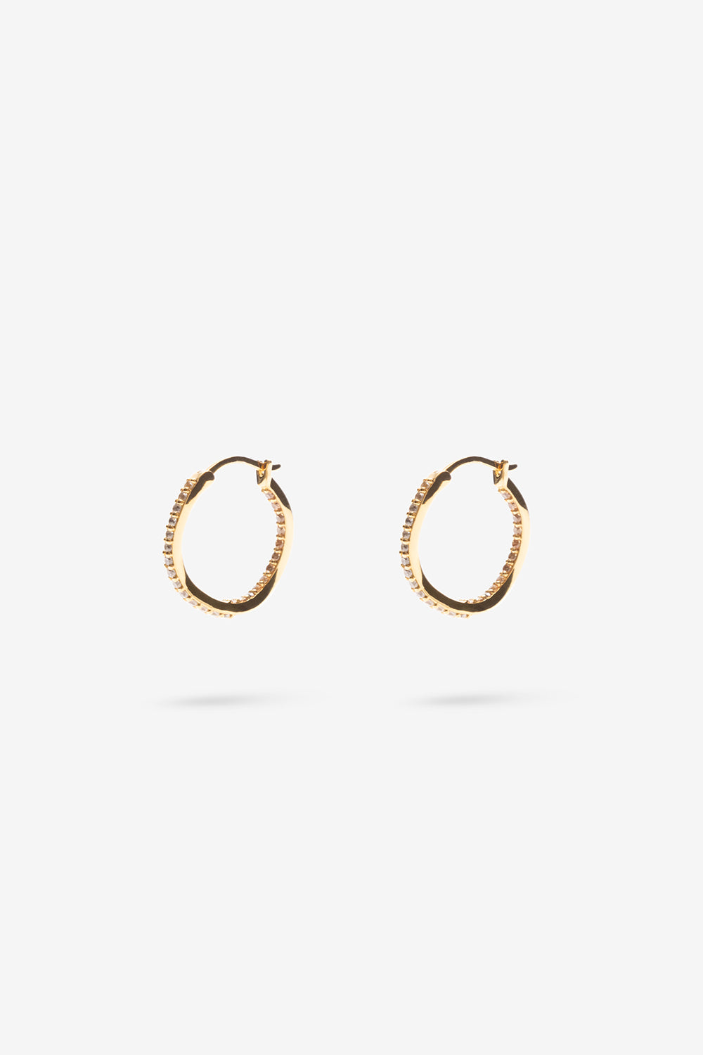 Flash Jewellery Jaunt Paved Hoop Earrings with Champagne coloured gemstones in 14k Gold Vermeil 