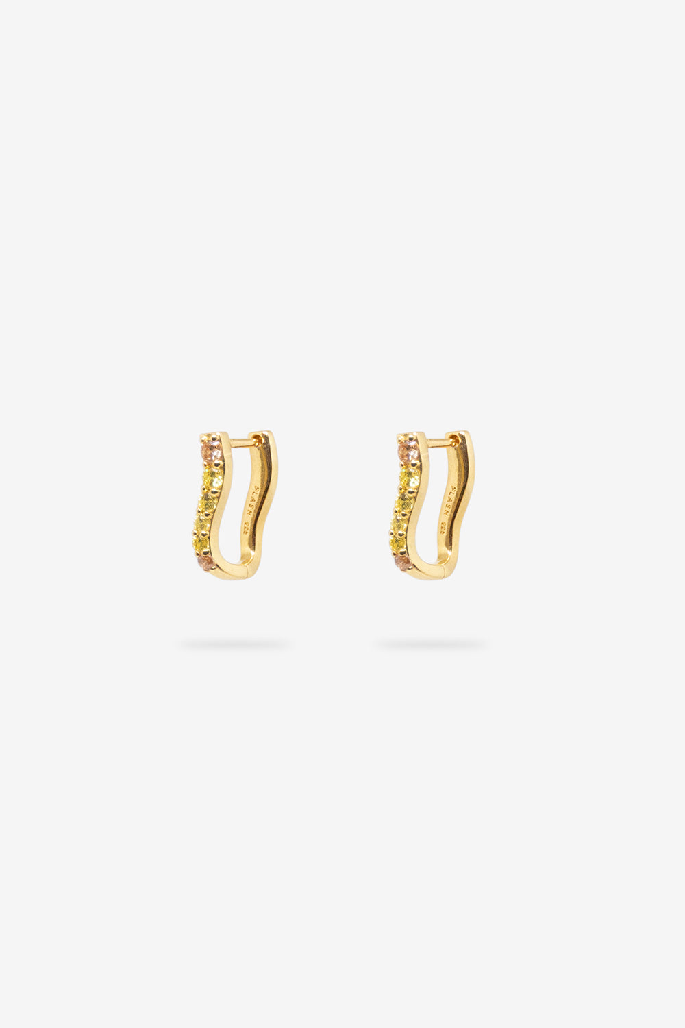 Vague Gemstone Hoops - Champagne Fade - Gold