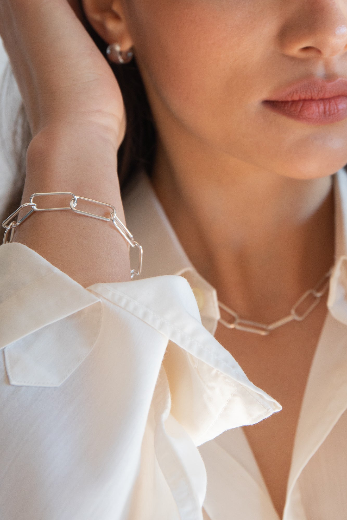 Flash Jewellery Eight Chain Bracelet in Sterling Silver On model